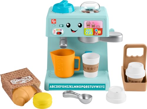 Fisher-Price Toddler Toy Laugh & Learn Learn & Serve Coffee Cafe Playset with Smart Stages & 10 Pretend Play Pieces for Ages 18+ Months