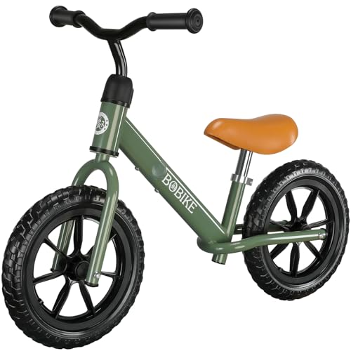 Bobike Toddler Balance Bike Toys for 2 to 5 Year Old Girls Boys Adjustable Seat and Handlebar No-Pedal Training Bike Best Gifts for Kids (Green)