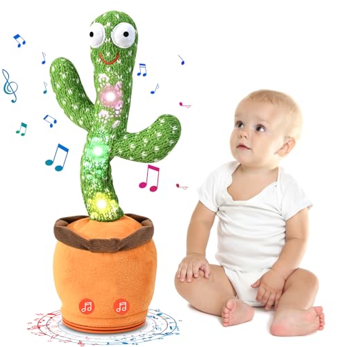 SANJOIN Dancing Talking Cactus Toy for Baby Toddler, Boys Girls Gifts Singing Mimicking Cactus Toy Recording Repeating What You Say Cactus Baby Toy with 120 English Songs