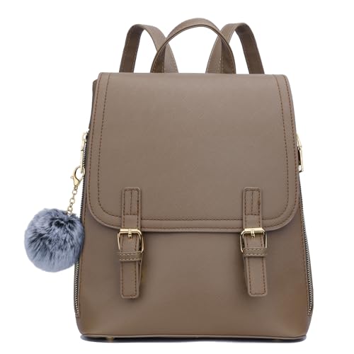 KKXIU Stylish Small Teen Girls Backpack Bag for Women Synthetic Leather Mini Bookbag Purse with Multiple Pockets (a-camel)