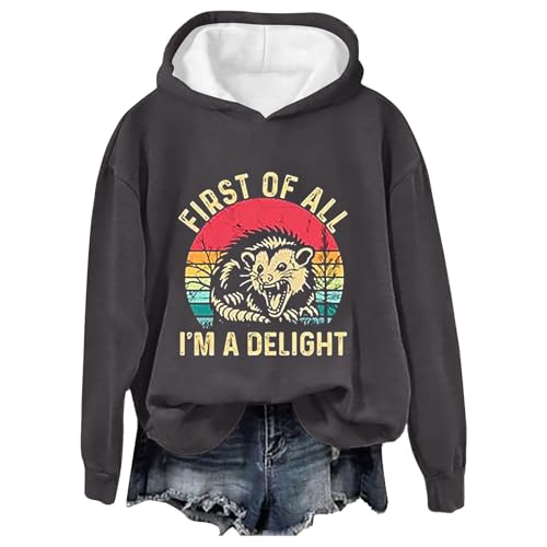 Prime Daily Deals of The Day Today Only,I'm A Delight,Womens Sweatshirt Hoodie Graphic,Fall Fashion for Women 2024 Trendy,Preppy Clothes Women,Plain Hoodie,Skull Hoodie,White Sweatshirt Women