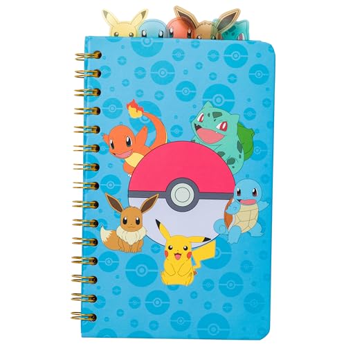 Silver Buffalo Pokemon Starters and Eevee 8” x 5” Spiral Tabbed Notebook