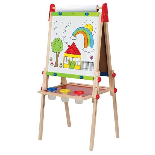 Award Winning Hape All-in-One Wooden Kid's Art Easel with Paper Roll and Accessories Cream, L: 18.9, W: 15.9, H: 41.8 inch