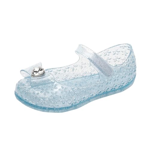 Children Jelly Shoes for Girls Soft Soled Pearl Rhinestone Decorative Single Shoes Cosplay Costumes Dress Sandals Shoe Sky Blue, Infant 9.5