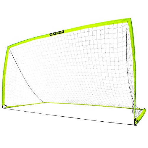 Franklin Sports Blackhawk Backyard Soccer Goal - Portable Kids Soccer Net - Pop Up Folding Indoor + Outdoor Goals - 12' x 6' - Optic Yellow