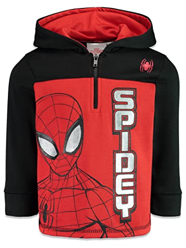 Marvel Spider-Man Toddler Boys Fleece Half Zip Hoodie Red/Black 4T