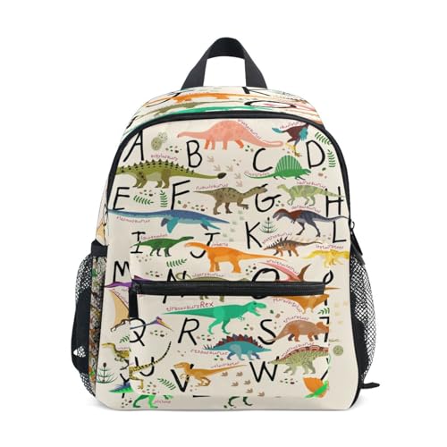 AUUXVA Alphabet Dinosaur Backpack for Kids, Neutral Preschool Toddler Bookbag Boy Girl, Childish Dino Kids Back Pack Kindergarten Children Bag Nursery Junior Primary Student Travel School Bag