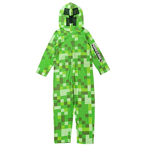 Minecraft Creeper Little Boys Zip-Up Hooded Costume Coverall Green 7-8