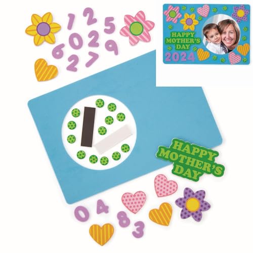 Fun Express Make Your Own Year Happy Mother's Day Picture Frame Craft Kit - 2024 - Makes 12 - DIY Mother's Day Craft for Kids and Gifts, Class Packs, Teacher and Art Class Projects