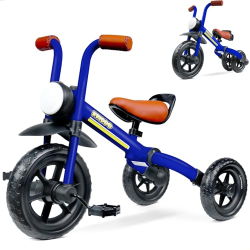 KRIDDO 2-in-1 Kids Balance Bike and Kids Tricycle for 2 to 5 Year Old, Toddler Balance Bike 2 Year Old with Detachable Pedals, Tricycles for 3-5 Year Olds with Stitched Soft Grip, Blue