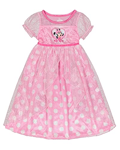 Disney Girls' Minnie Mouse Fantasy Gown Nightgown, LOVE MINNIE, 4T