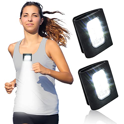 GOANDO Running Lights 2 Pack Safety Jogging LED Light for Runners and Joggers High Visibility Reflective Running Gear with USB Charging Line and Strong Magnetic Clip for Night Running Walking Hiking