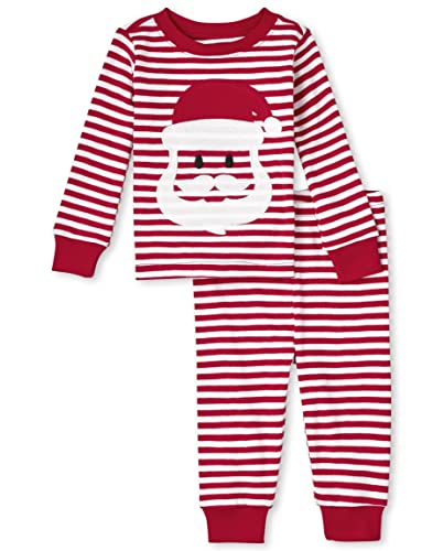 The Children's Place Baby Toddler 2 Piece and Kids, Sibling Matching, Holiday Pajama Sets, Cotton, Santa Christmas Stripe, 5T