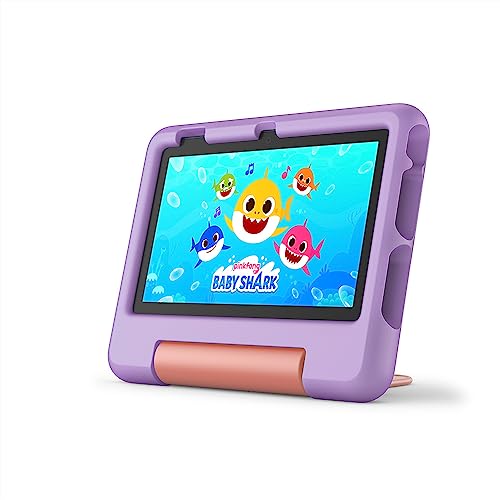 Amazon Fire 7 Kids tablet (newest model) ages 3-7. Top-selling 7' kids tablet on Amazon | ad-free content with parental controls included, 10-hr battery, 16 GB, Purple