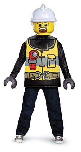 Disguise Lego Firefighter Classic Costume, Black/Yellow, Medium (7-8)