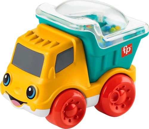 Fisher-Price Baby Toy Poppity Pop Dump Truck Push-Along Vehicle with Fine Motor Activities For Infants Ages 6+ Months