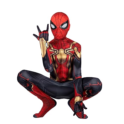 Marvel Integrated Spider-Man Official Youth Deluxe Zentai Costume - Stretch Spandex with Hidden Zippers and Wrist Slits (M) Multi