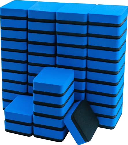 OFFICDO Dry Erase Erasers, 48 Pack Mini Magnetic Whiteboard Erasers Dry Erasers Chalkboard Erasers for Kids, Student, Classroom, Teacher Supplies, Home and Office (Blue, 2 x 2 x 0.79 Inch)