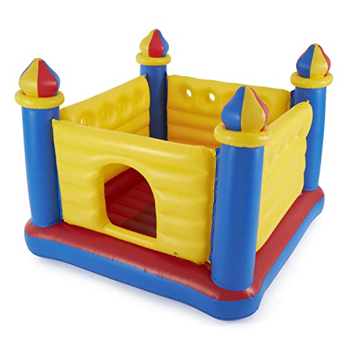 Intex Inflatable Jump-O-Lene Castle Bounce House, Kids Indoor Outdoor Play Center with Crawl-Thru Door for Ages 3 to 6 Years, Multicolor