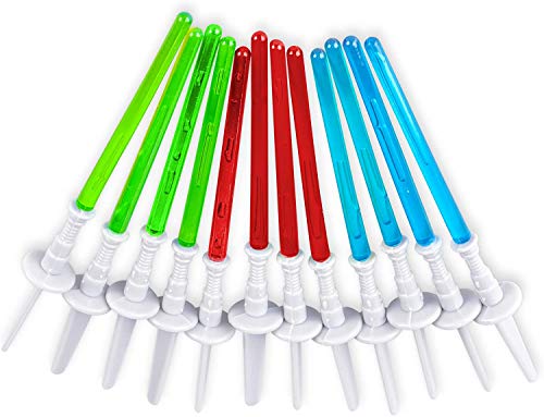 Super Z Outlet Light Sabre Cupcake Decoration Toppers Sticks Picks Set for Children Birthday Party, Fan Shows, Movies, 4' inches Tall - 12 Pack