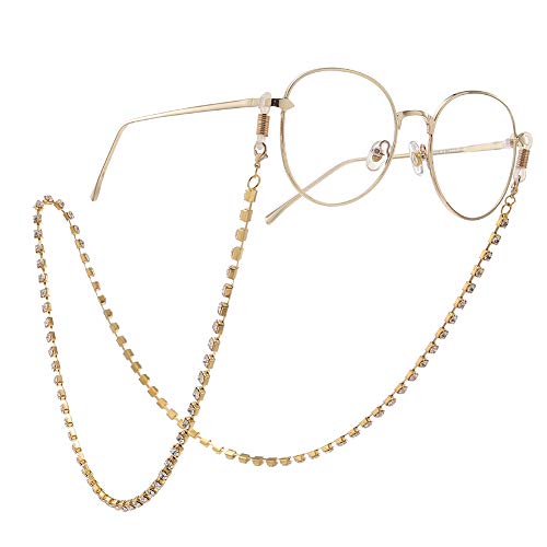 Babasee Women Girl Rhinestone Diamond Eyeglass Chain Non-slip Sunglasses Chain Glasses Chain Golden