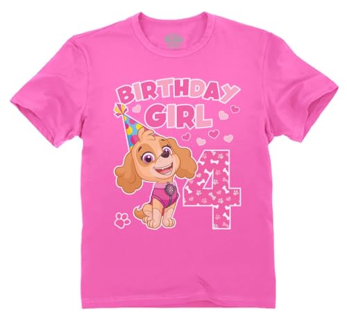 Paw Patrol Pup Skye 4 Gifts for Four Years Old Girls 4th Birthday Girl Theme Party Toddler Kids T-Shirt 4T Pink