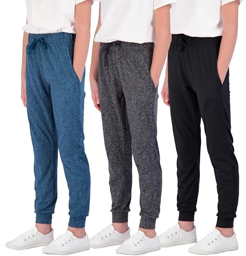 3 Pack:Girls Lounge Joggers Soft Athletic Track Warmup Casual Sweatpants Clothes Little Sports Pajama Kids Clothing Youth Children Sweats Big Teen Running Elastic Pants Basketball-Set 7, L (14)