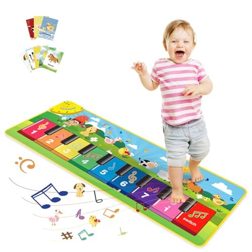 FOKI Floor Piano Mat for Toddlers, Baby Kid Sensory Educational Dancing Keyboard Carpet Animal Sounds Blanket Touch Playmat Musical Mats Birthday Toddler Toys for 1 2 3 4 5 Year Old Boy Girl Gifts