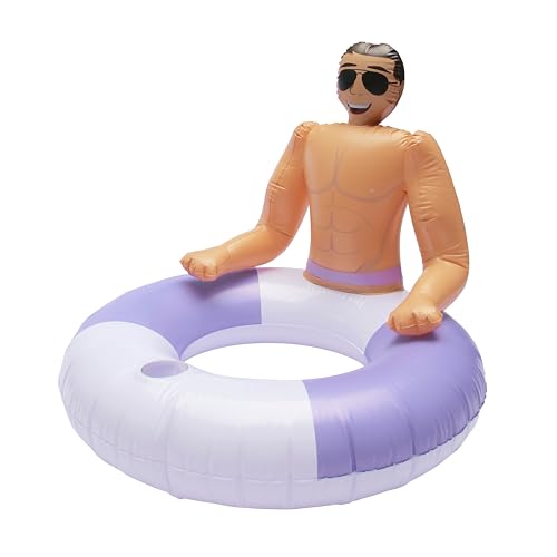 NPW Pool Float Drinking Buddies | Fun Pool Float for Parties and Relaxing | Inflatable Pool Hunk Ring - Pool Floats for Adults | Lavender