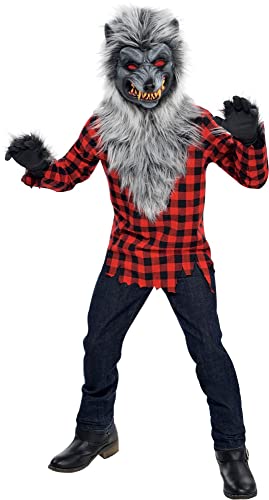 Amscan Hungry Howler Werewolf Costume for Kids, Small (4-6), with Plaid Shirt, Furry Mask and Gloves