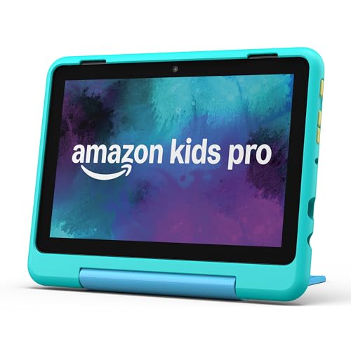 New Amazon Fire HD 8 Kids Pro tablet, ages 6-12 | 3GB memory, 8' HD screen, slim case for older kids, ad-free content, parental controls, 13-hr battery, 32GB, Hello Teal, (2024 release)