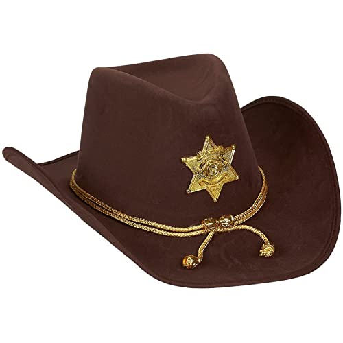 Novelty Felt Cowboy Sheriff's Hat - Fun Party Outfit Costume with Gold Braid for Halloween, Office Parties