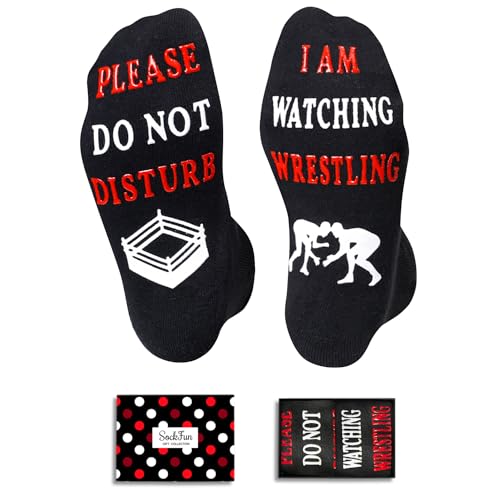 HAPPYPOP Wrestling Gifts For Men Gifts For Wrestlers Gifts For Wrestling Fans, Wrestling Coach Dad Gifts, Funny Wrestling Socks Youth Men