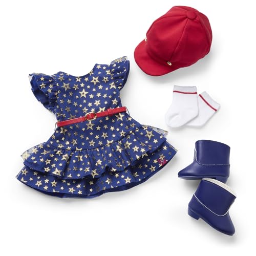 American Girl Team AG Navy Dress Set 18 inch Doll Clothes with Hat and Boots, Red, White, and Blue, 5 pcs, Ages 6+