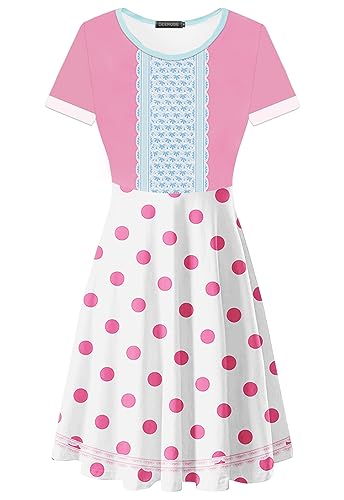 Halloween Bo Peep Costume Dresses Toy Cospaly Story Shepherdesses Outfits Pink Spot Print Dresses M