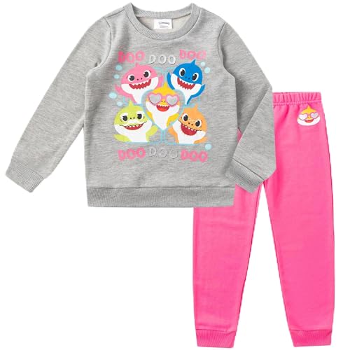 Nickelodeon Baby Shark Girls Long Sleeve Shirt and Pants Set for Infant, Toddler and Little Kids