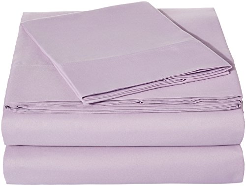 Amazon Basics Lightweight Super Soft Easy Care Microfiber 3-Piece Bed Sheet Set with 14-Inch Deep Pockets, Twin, Frosted Lavender, Solid