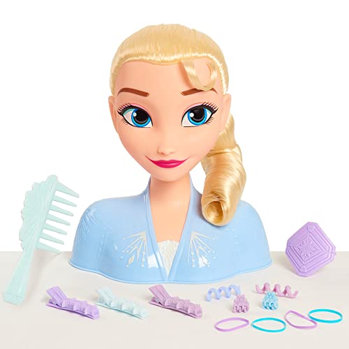 Disney 2 Elsa Styling Head, 18-Pieces Include Wear and Share Accessories, Blonde, Hair Styling for Kids, Officially Licensed Kids Toys for Ages 3 Up by Just Play