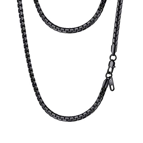 PROSTEEL 20inch Stainless Steel Chain Black Gothic Minimalist Round Chain Men Black Necklace