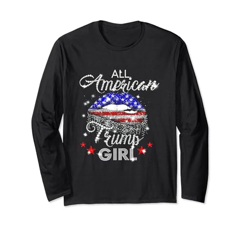 All American Trump Girl Mouth Diamond Long Sleeve T-Shirt