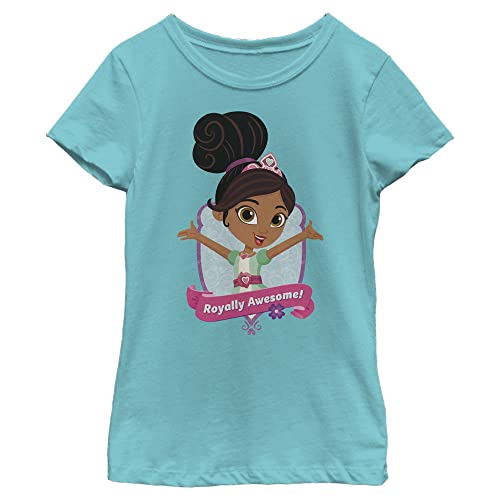 Nickelodeon Nella The Princess Knight Royally Awesome Girls Short Sleeve Tee Shirt, Tahiti Blue, Small