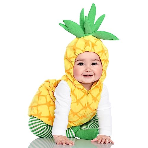 Newborn Baby Girl Boy Halloween Costume Pineapple Onesie Romper Jumpsuit Hooded Cute Cartoon Clothes Leg Socks (Pineapple costume, 6-12 Months)