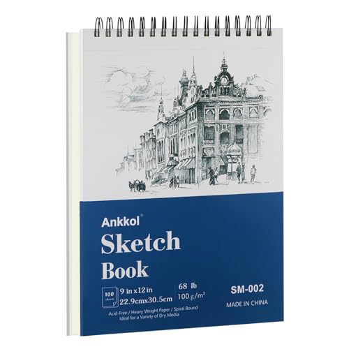 9' x 12' Sketch Book, Hardcover Sketchbook, Top Spiral Bound Sketch Pad, 100 Sheets (68lb/100gsm) Drawing Paper Pad, Art Supplies for Adults for Kids Drawing Notebook.