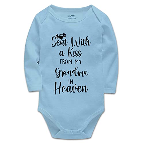 YCICIVDee Baby Bodysuit,Sent with A Kiss from My Grandma in Heaven-Newborn Infant Baby Bodysuit Blue Long Sleeve 0-3 Months