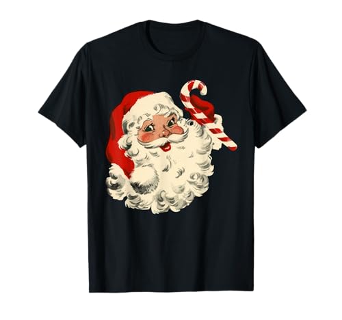 Vintage Christmas Santa Claus Face Funny Old Fashioned Xmas T-Shirt