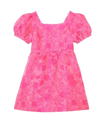 Lilly Pulitzer Women's Girls' Alannah Dress (Toddler/Little Big Kids), Passion Fruit Pink Leaf an Impression Jacquard