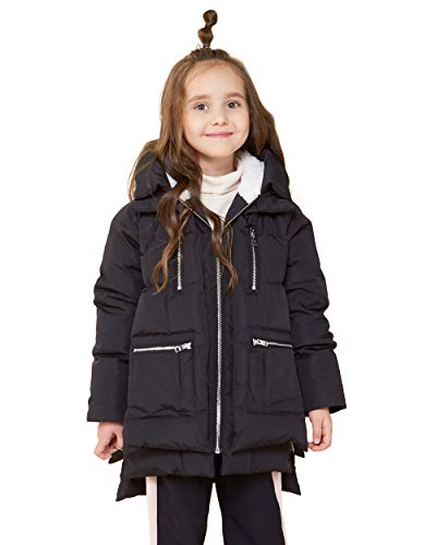 Orolay Children Hooded Down Coat Girl's Quilted Puffer Jacket Boy's Winter JacketsBlack 130CM