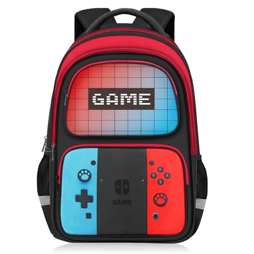 TILYTADLY School Backpack For Boys - Gamer Boys Backpack For Kids Children Teens Elementary Middle School - Boys Backpacks Ages 6-18，17″ Video Game Bookbag Travel Back Pack