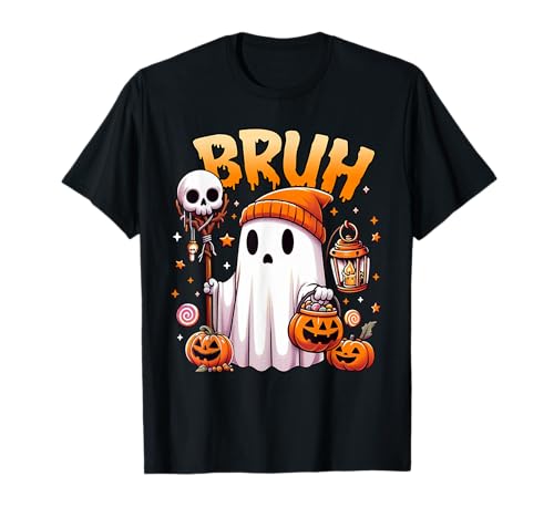 Bruh Ghost Halloween Cute Ghost Trick Or Treat Candy Kids T-Shirt