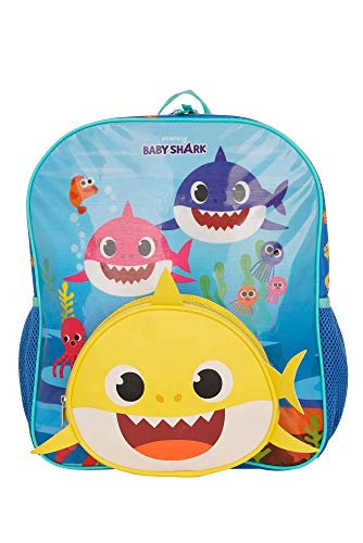 AI ACCESSORY INNOVATIONS Baby Shark 14' Boys & Girls Backpack, School Travel Bag for Toddler, Features Die Cut Baby Shark front Pocket, 2 side mesh pockets, and Adjustable Padded Straps